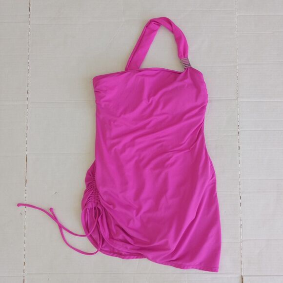 Jantzen Size 6 One Shoulder Skirted One Piece Swimsuit-Metal Details-Lined-Pads - Picture 1 of 12